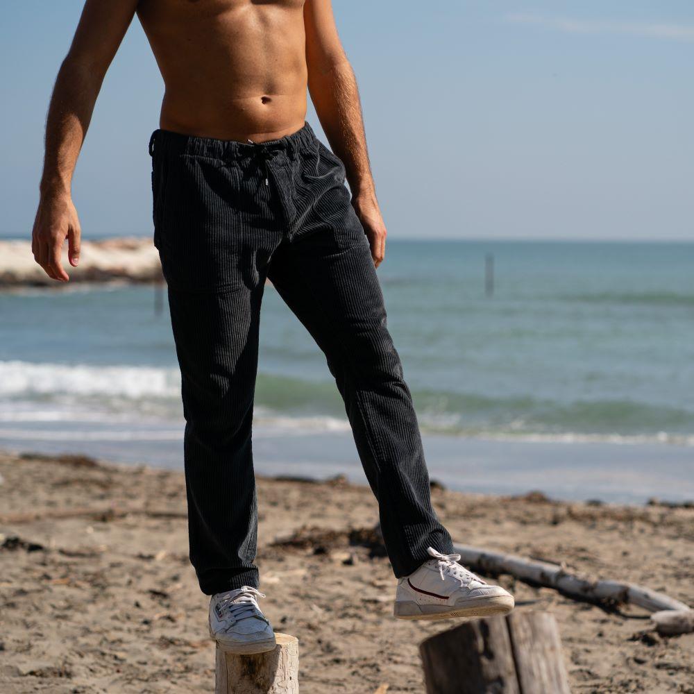 Seay / Pantalone Lungo Velluto Nero Delavé Hotsell
