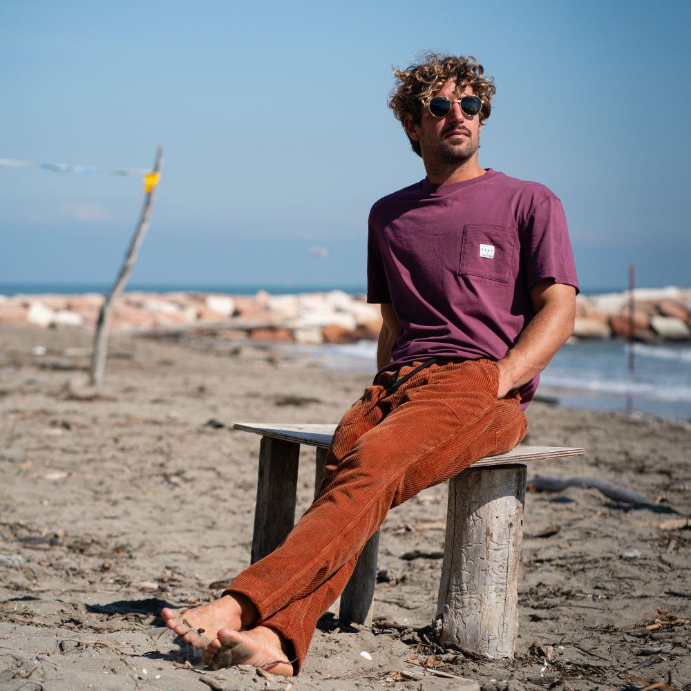 Seay / Pantalone Lungo Velluto Biscotto Vendita Calda