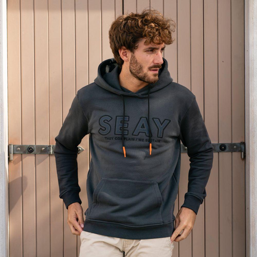 Seay / Felpa con Cappuccio Nera Delavé Italia