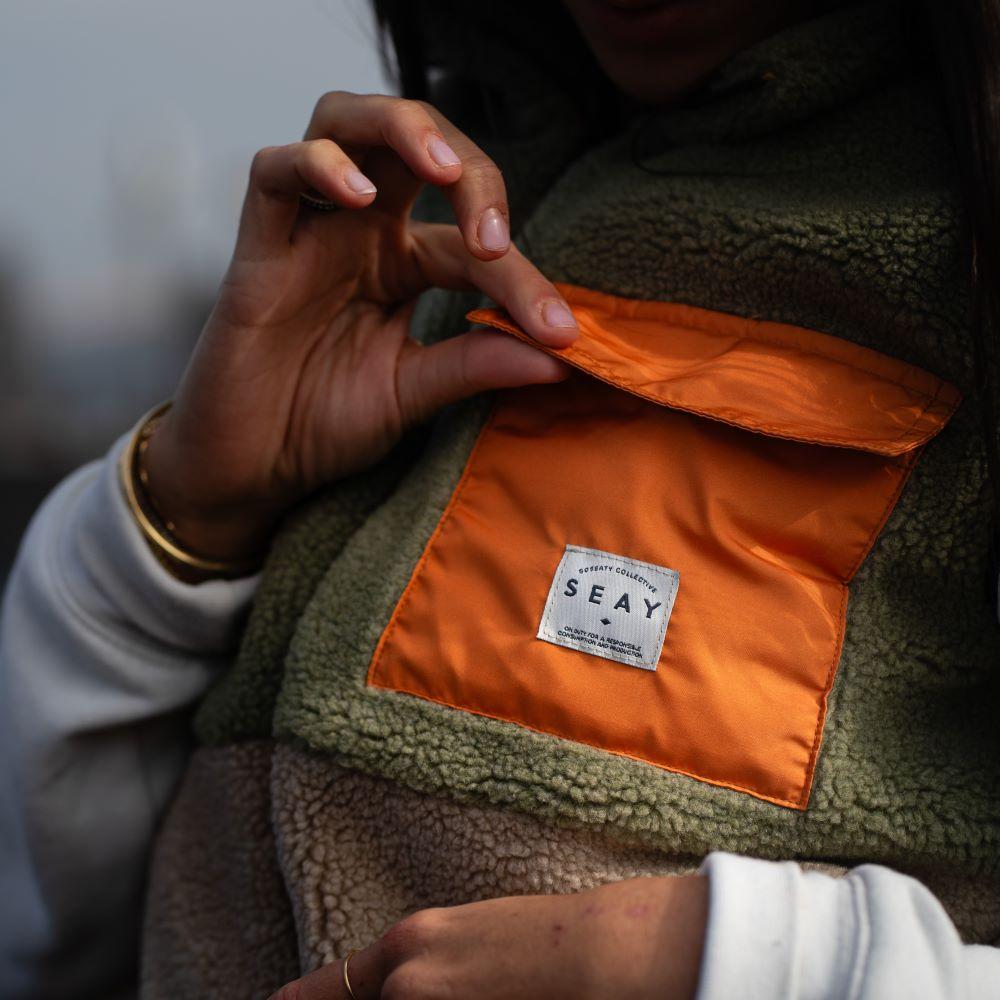 Seay / Gilet Teddy Verde Menta & Natural Qualità Garantita