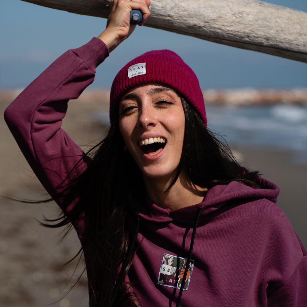 Seay / Felpa con Cappuccio Prugna Delavé Negozi Online