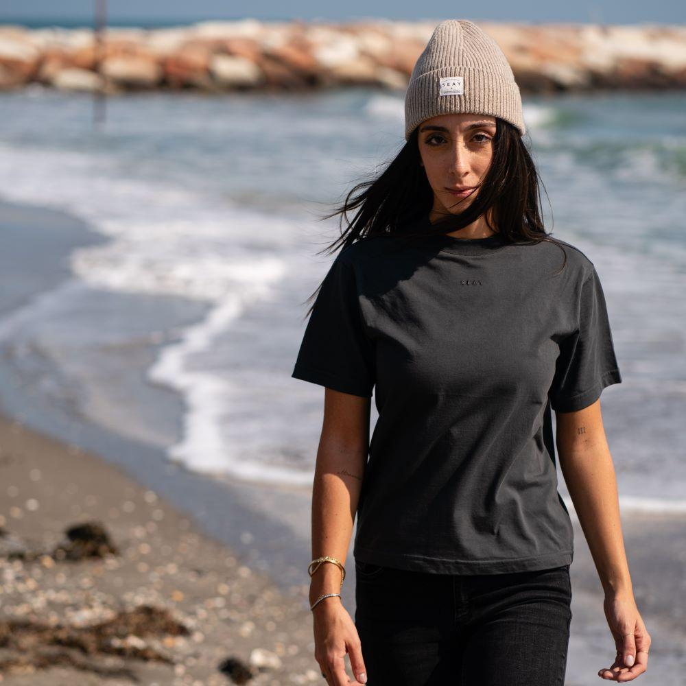 Seay / T-shirt Nera Delavé Shopping Online
