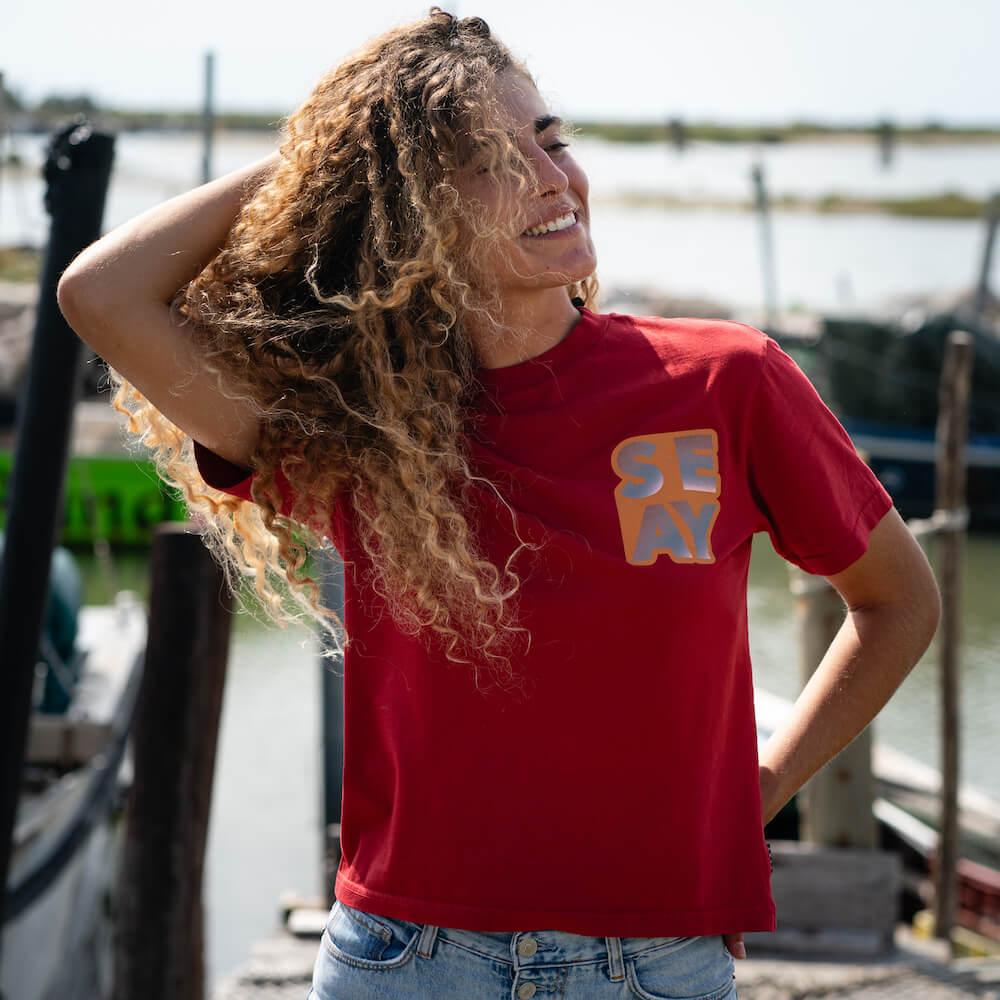 Seay / T-Shirt Loose Fit Rossa Presa