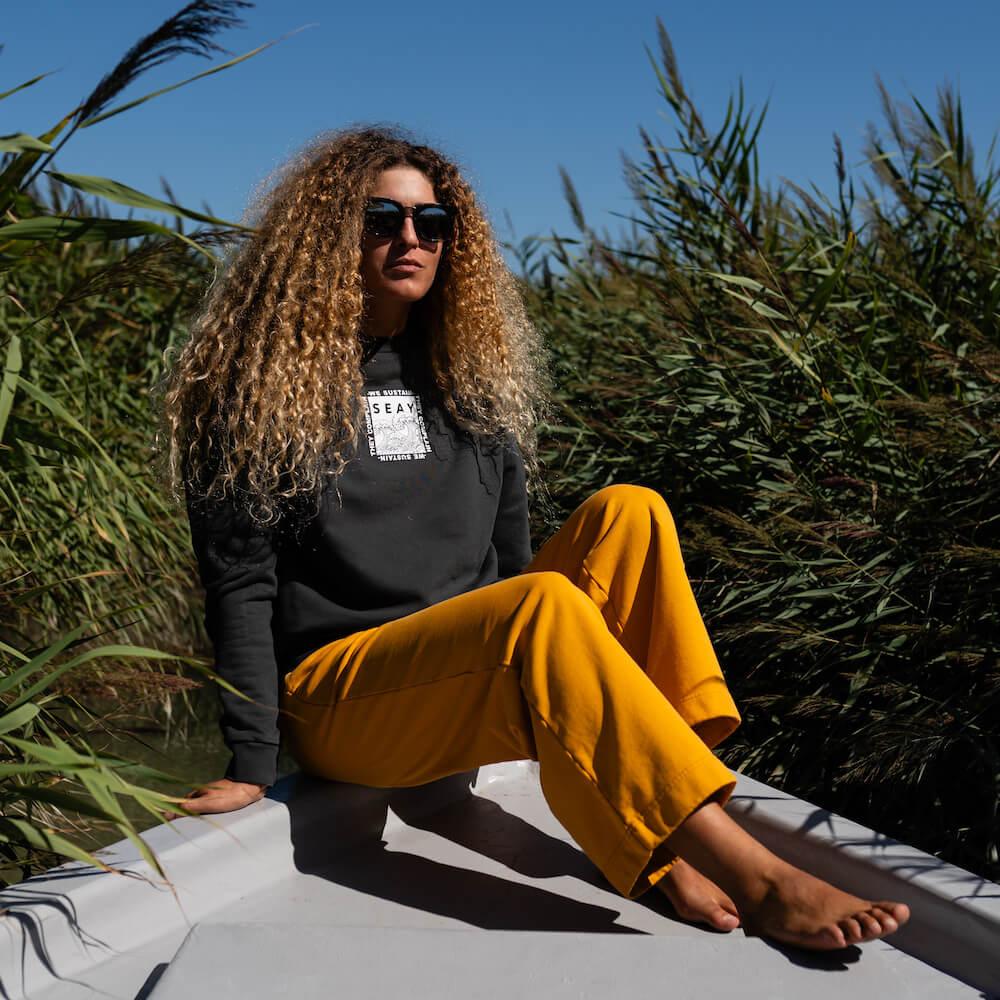 Seay / Pantalone Lungo Cargo in Felpa Ocra Lizard Sconto