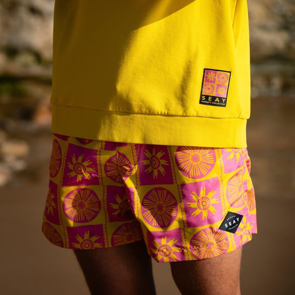 Seay / Costume da Bagno Corto Rosa Giallo Symbols Vendita Calda