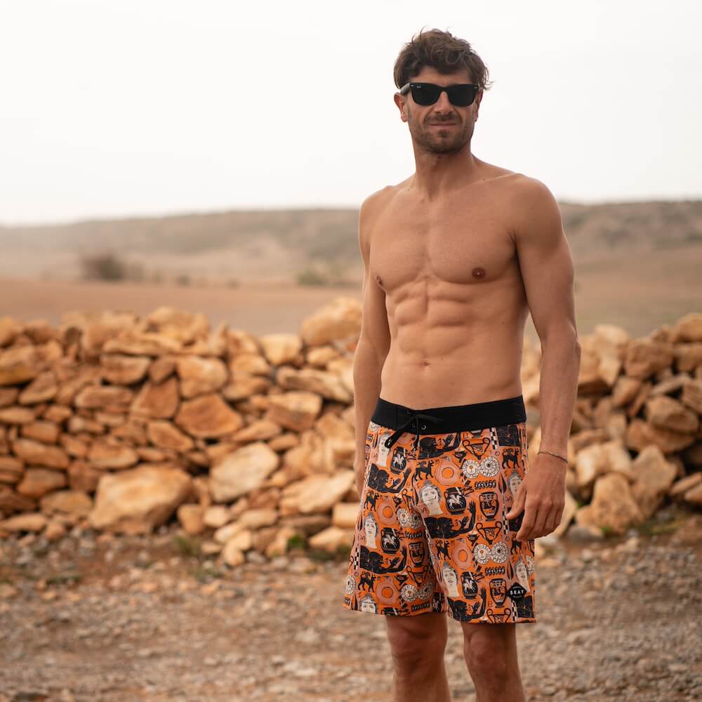 Seay / Boardshort Arancione Stampa Etrusca by Hazkj I Più Venduti