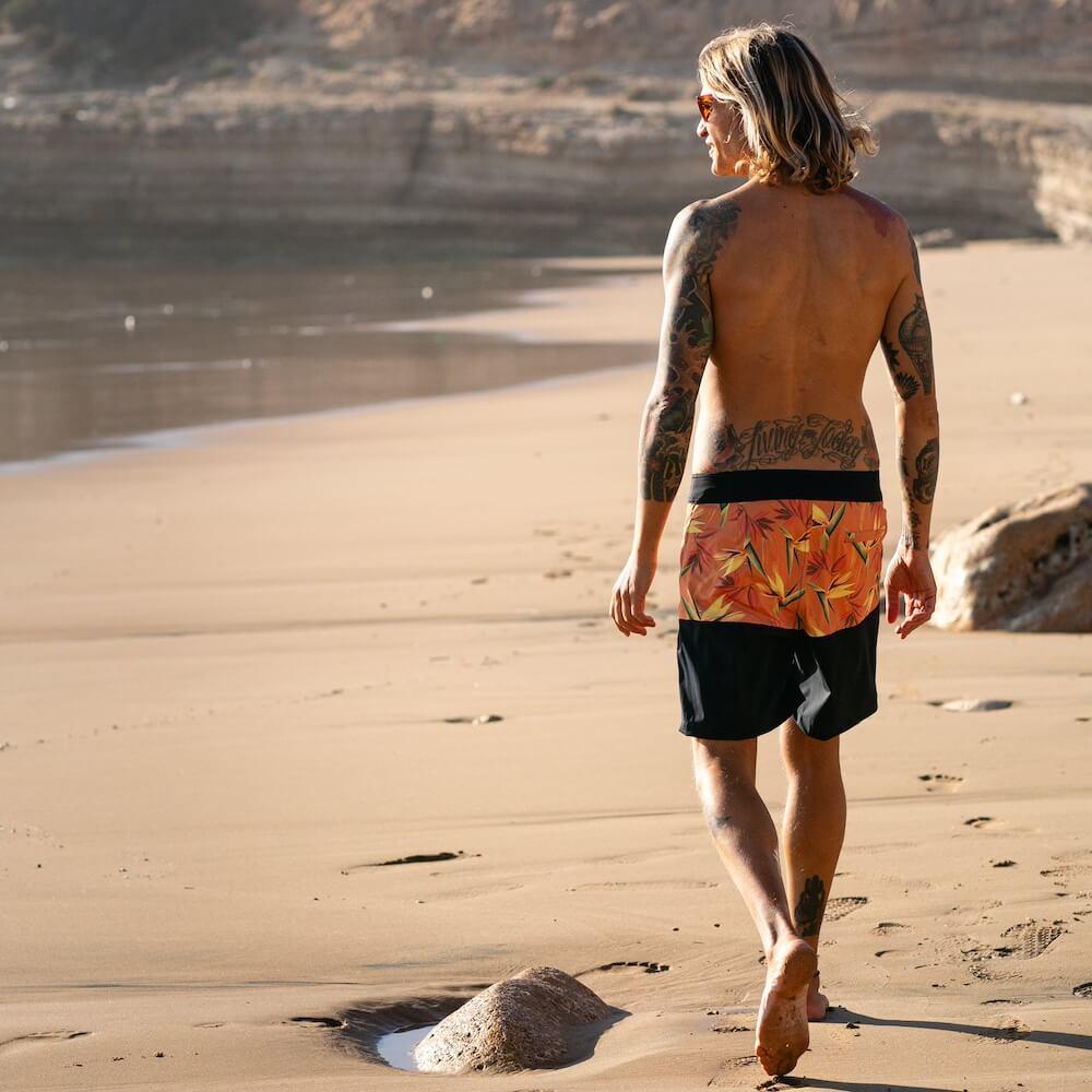 Seay / Boardshort Nero Arancione Bird of Paradise Negozio