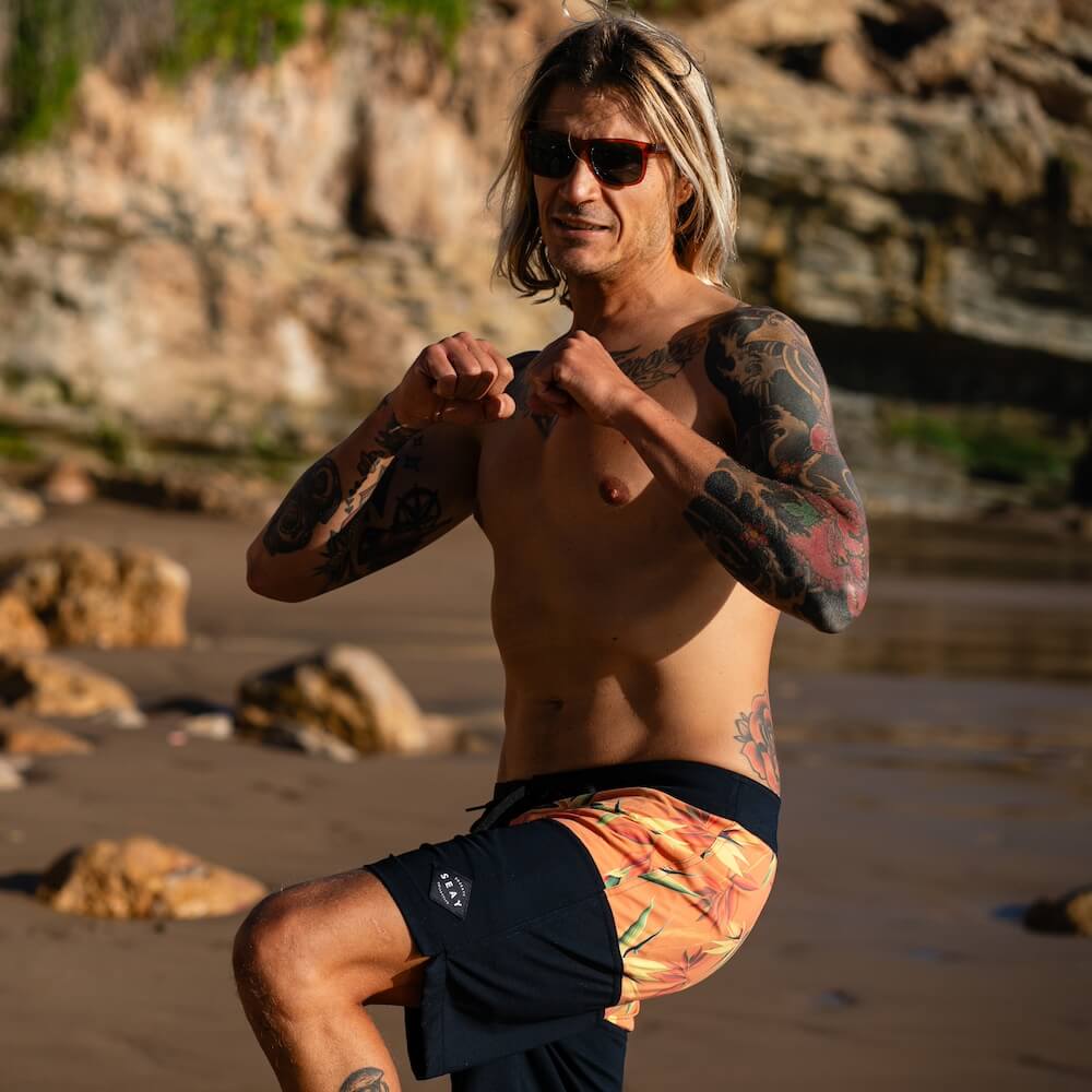 Seay / Boardshort Nero Arancione Bird of Paradise Negozio