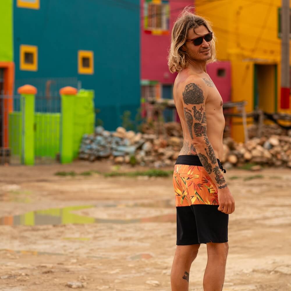 Seay / Boardshort Nero Arancione Bird of Paradise Negozio