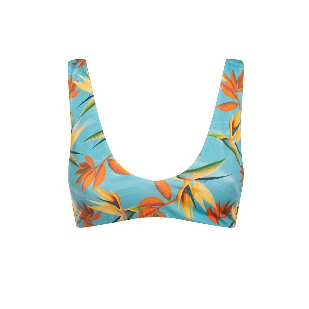 Seay / Bralette Bikini Reversibile Azzurro Verde Bird of Paradise Outlet