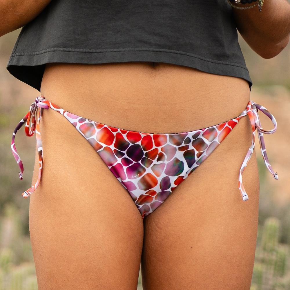Seay / Slip Bikini Reversibile con Laccetti Nero Zebra & Giraffe Saldi
