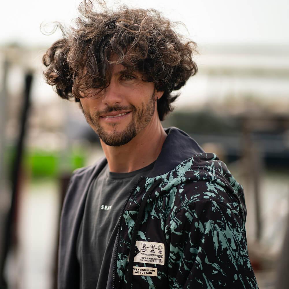Seay / Giacca a Vento Reversibile con Cappuccio Nera Italia