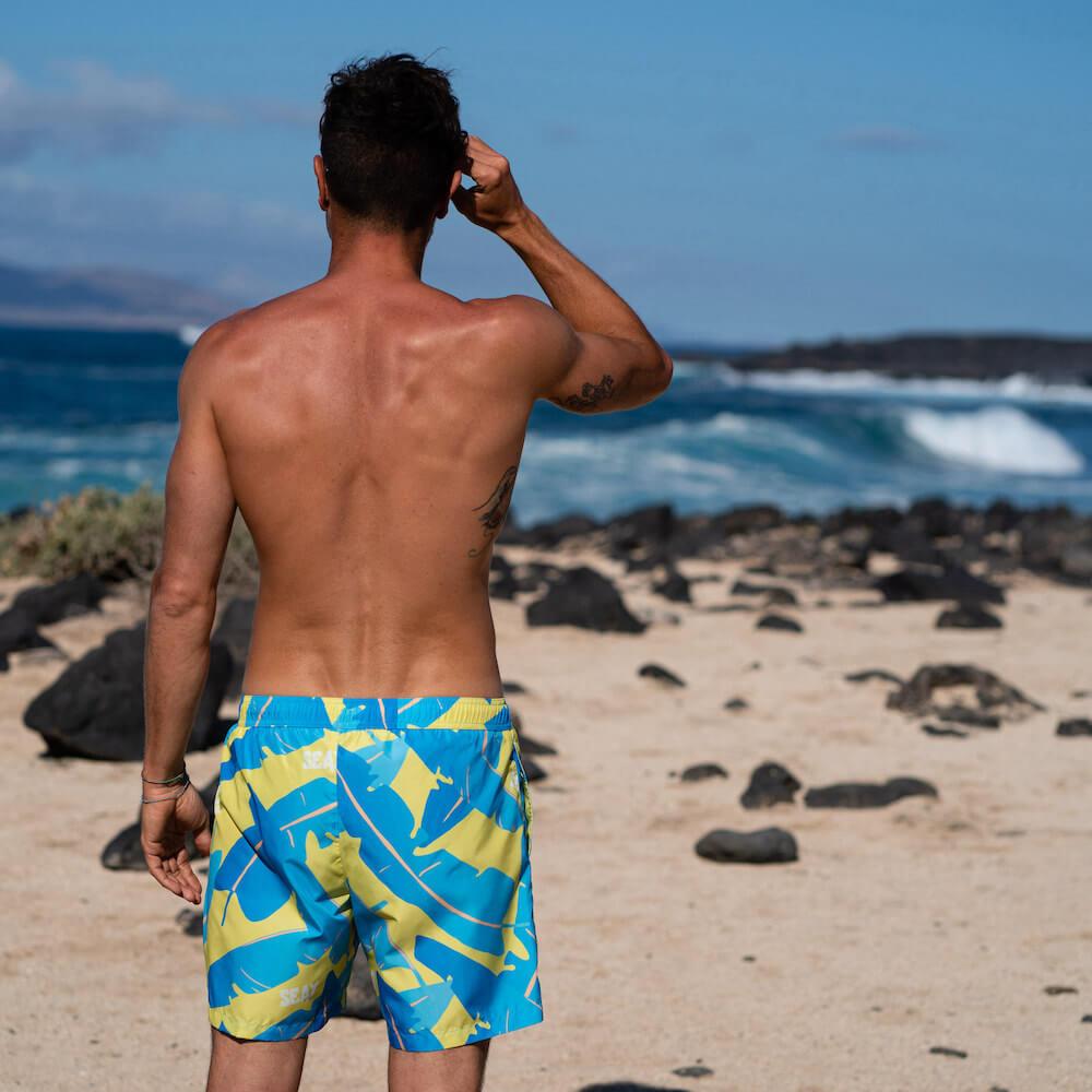 Seay / Swim Boxer Medio Giallo Blu Foglie Banano Acquista Ora