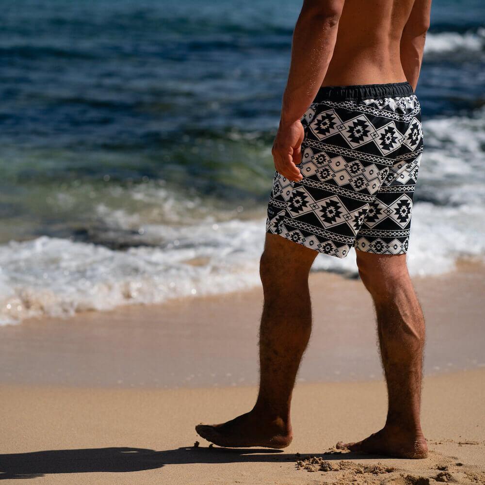 Seay / Swim Boxer Medio Bianco Nero Stampa Nativa Fino Al -60%