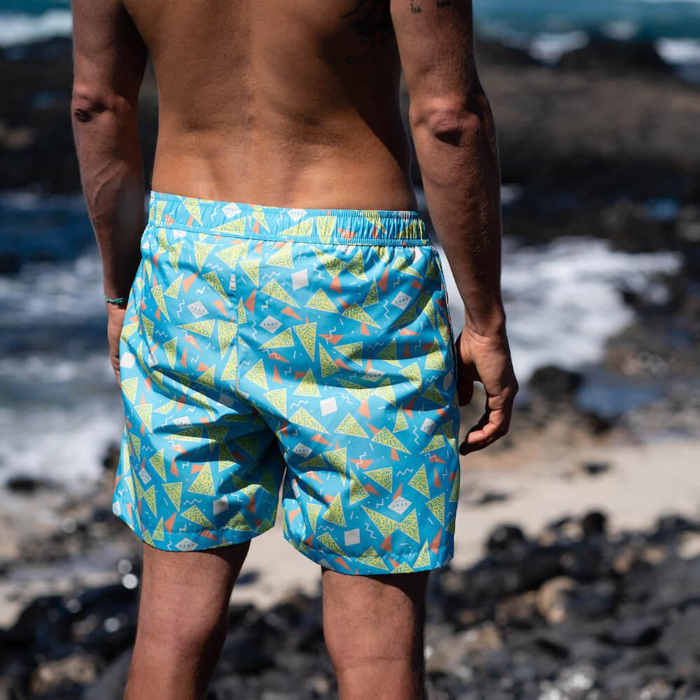Seay / Swim Boxer Medio Azzurro Stampa 80s Economico