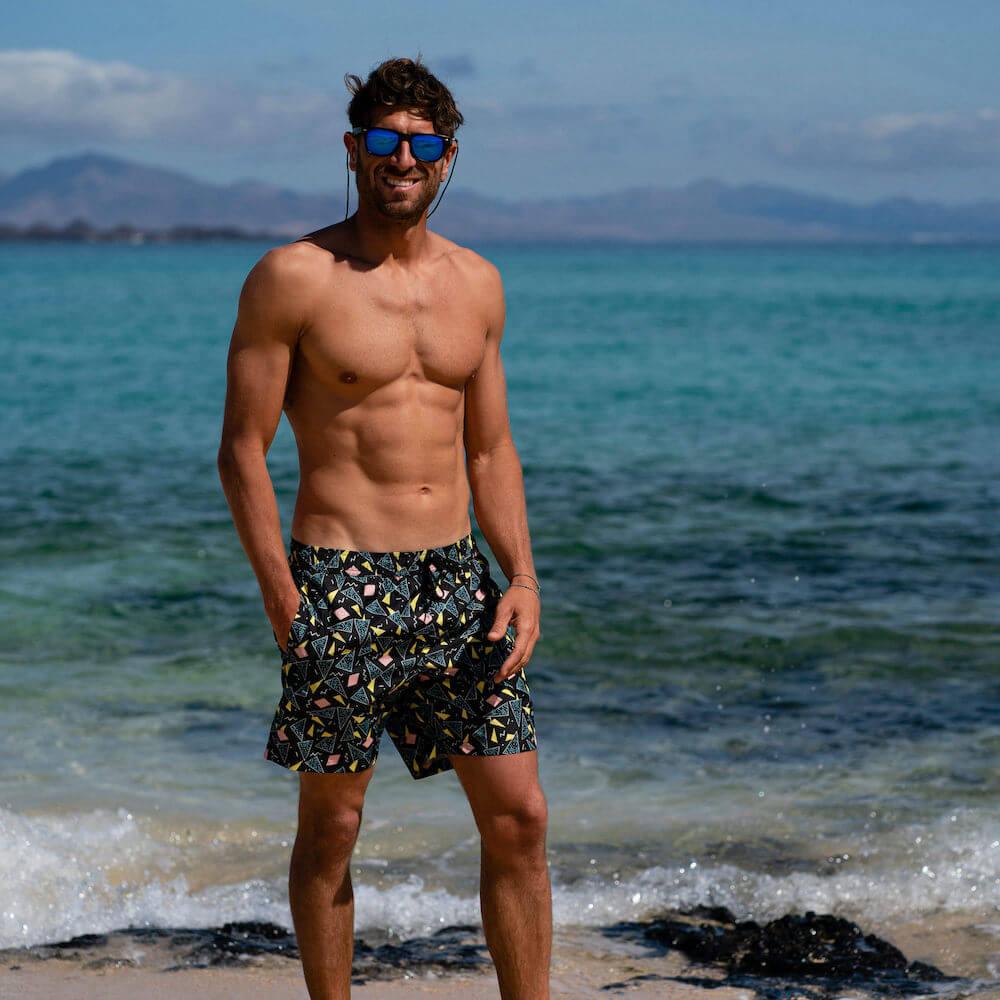 Seay / Swim Boxer Medio Nero Stampa 80s Online