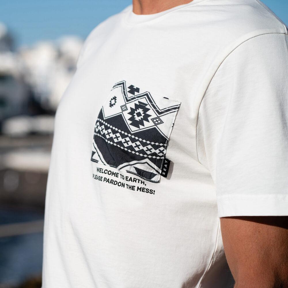 Seay / T-Shirt Bianco Naturale Kaleo Unisex Nuova