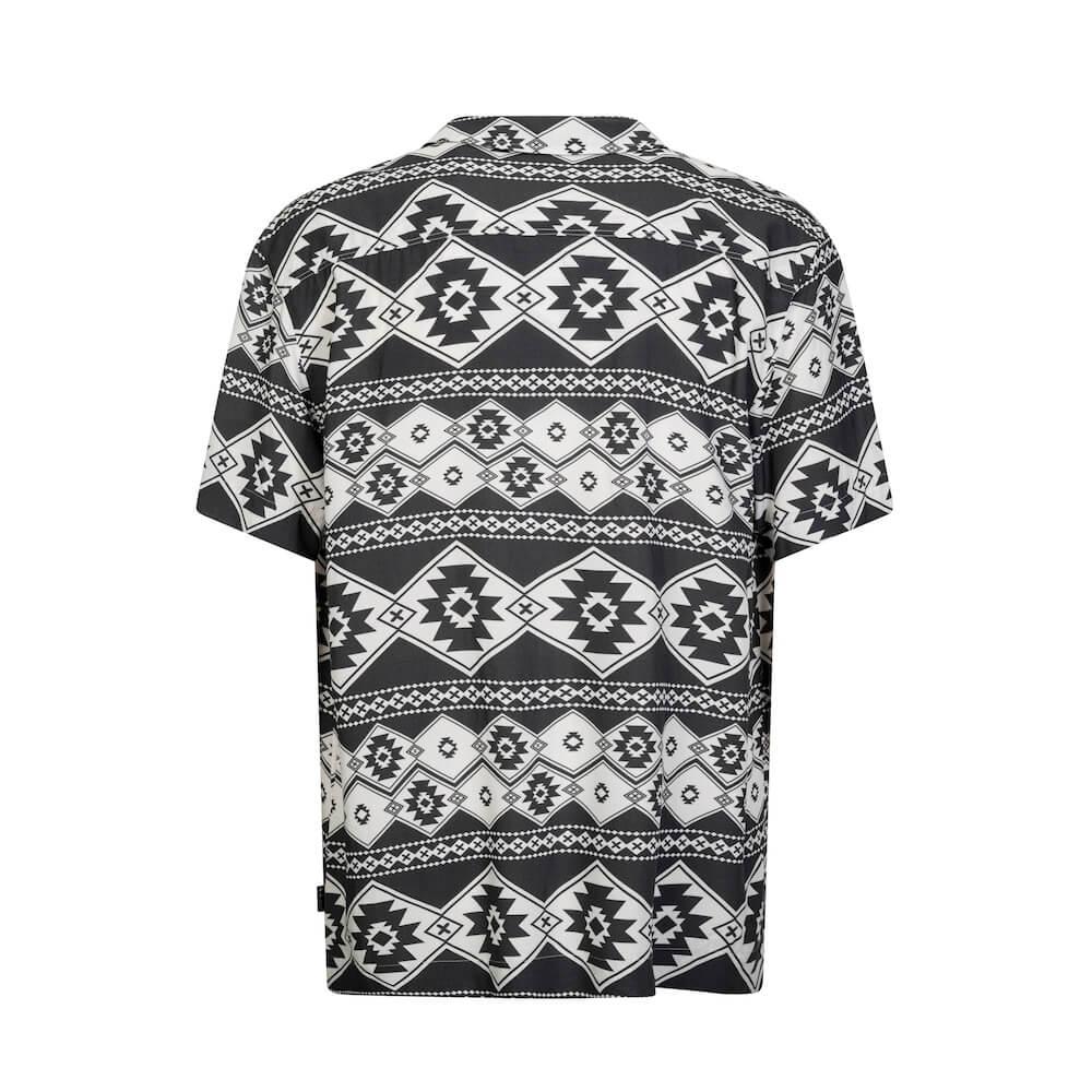 Seay / Camicia Hawaiana Bianco Nera Stampa Nativa In Linea