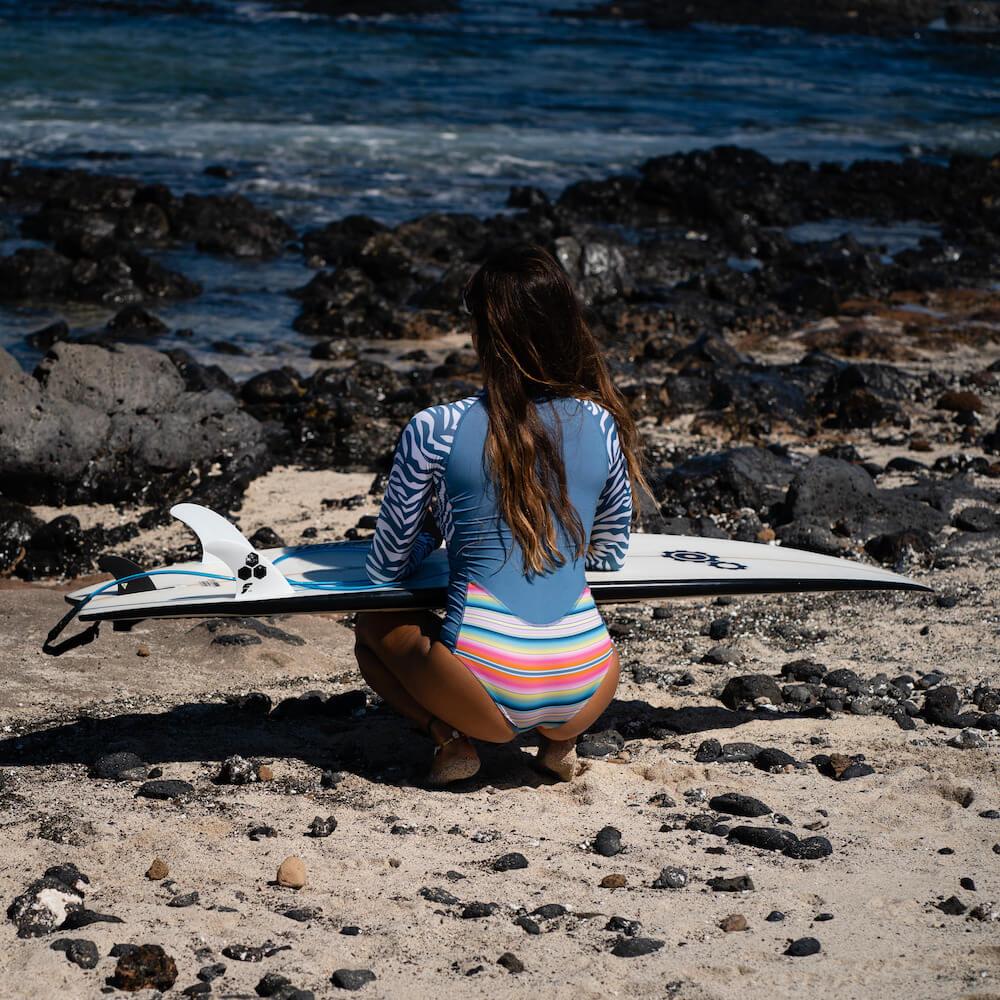 Seay / Muta da Surf Manica Lunga Zebra & Strisce Economico