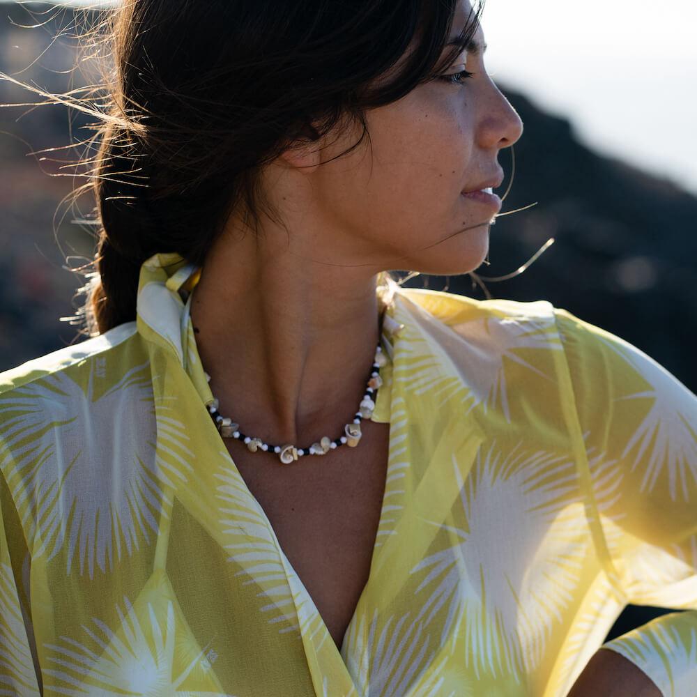 Seay / Maxi Camicia Gialla Soffioni Nuovo