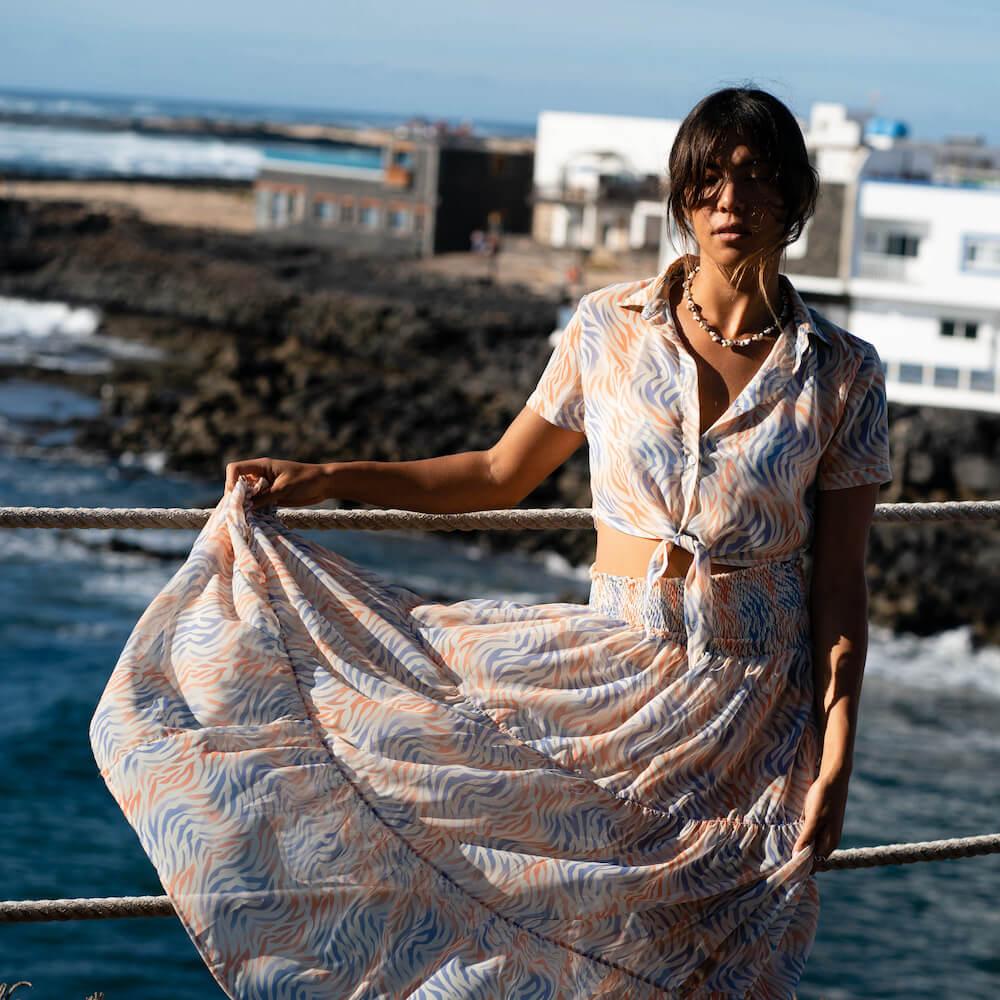 Seay / Camicia Crop Avorio Tigre Qualità