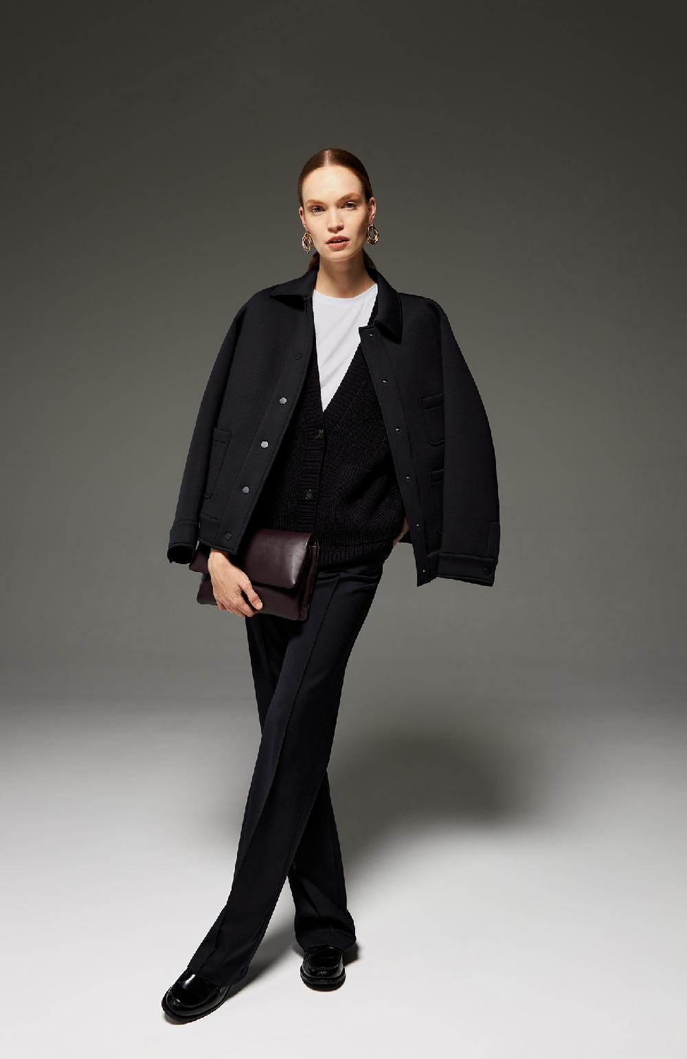 Seventy Giaccca camicia in neoprene con bottoncini automatici - Col. Nero In Vendita