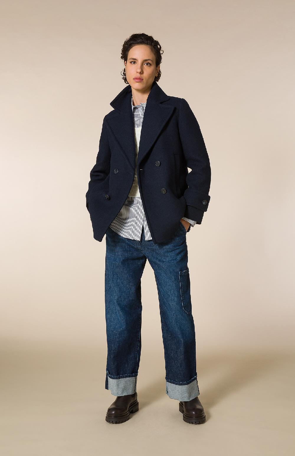 Seventy Cappotto corto doppiopetto bimateriale - Col. Blu In Saldo