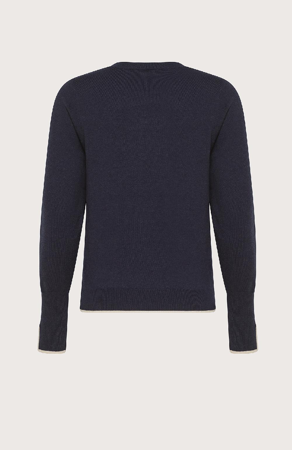 Seventy Girocollo con costine alte e tagli sui polsi - Col. Blu Moda