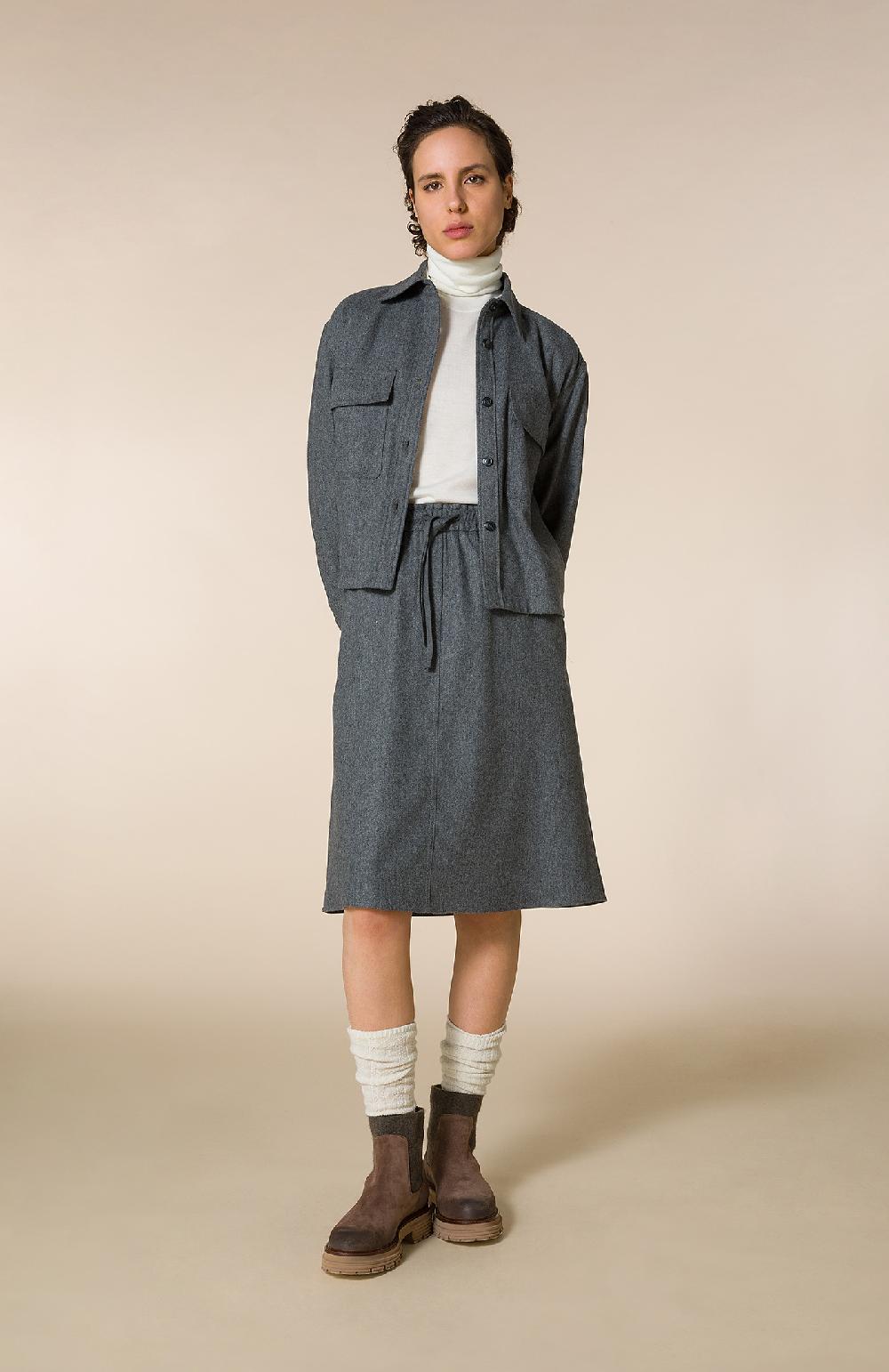 Seventy Overshirt boxy in flanella misto lana - Col. Grigio Nuovo