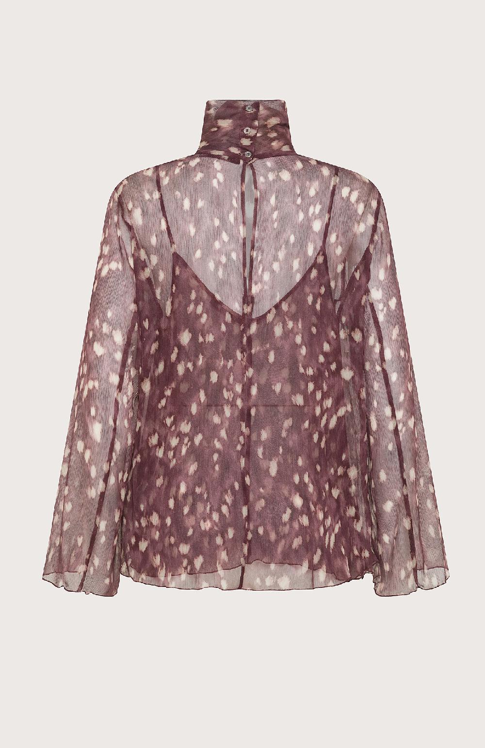 Seventy Blusa semitrasparente in creponne stampato - Col. Rosso Vendita Economica