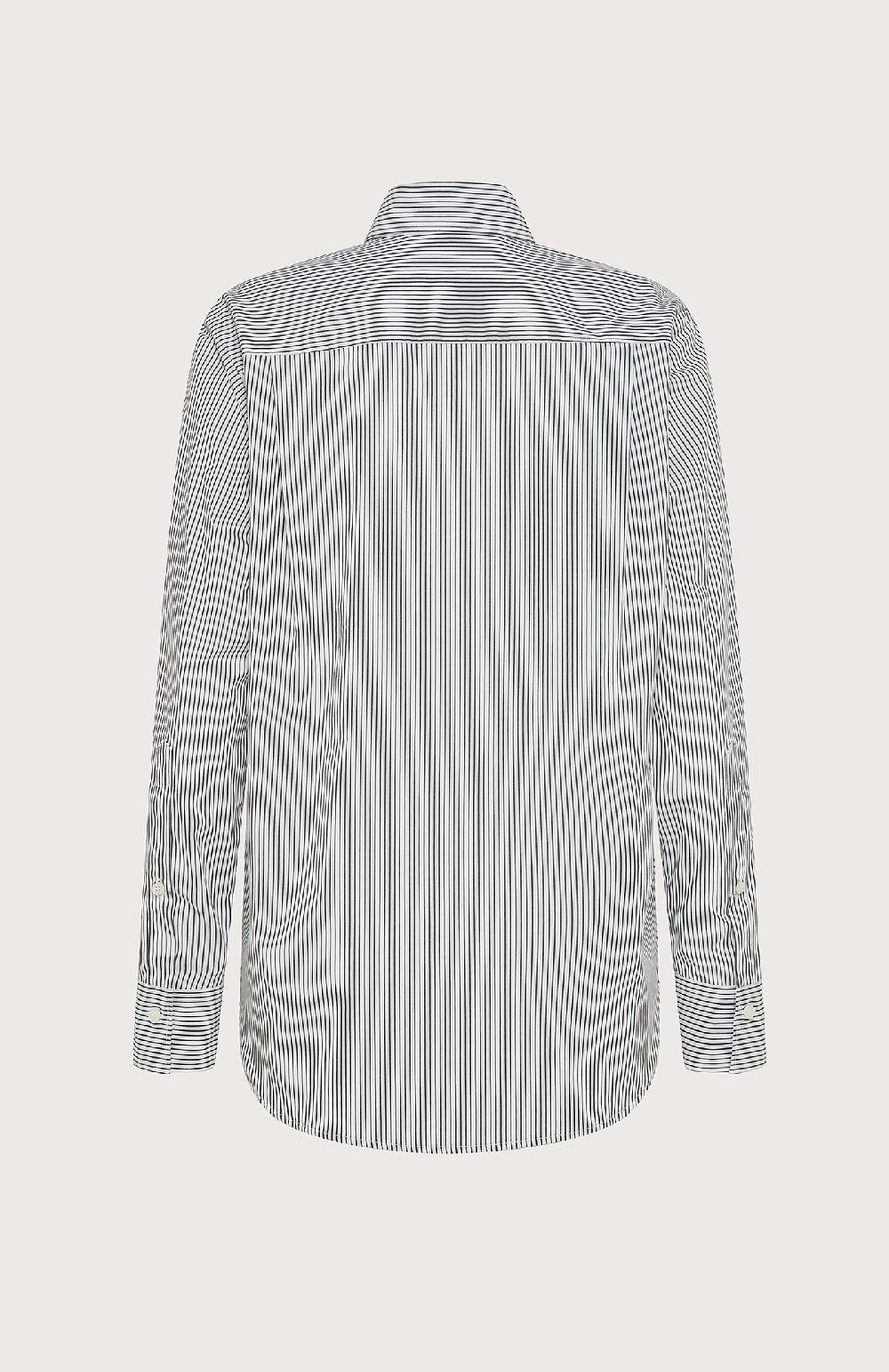 Seventy Camicia in cotone a righe - Col. Nero Vendita Calda