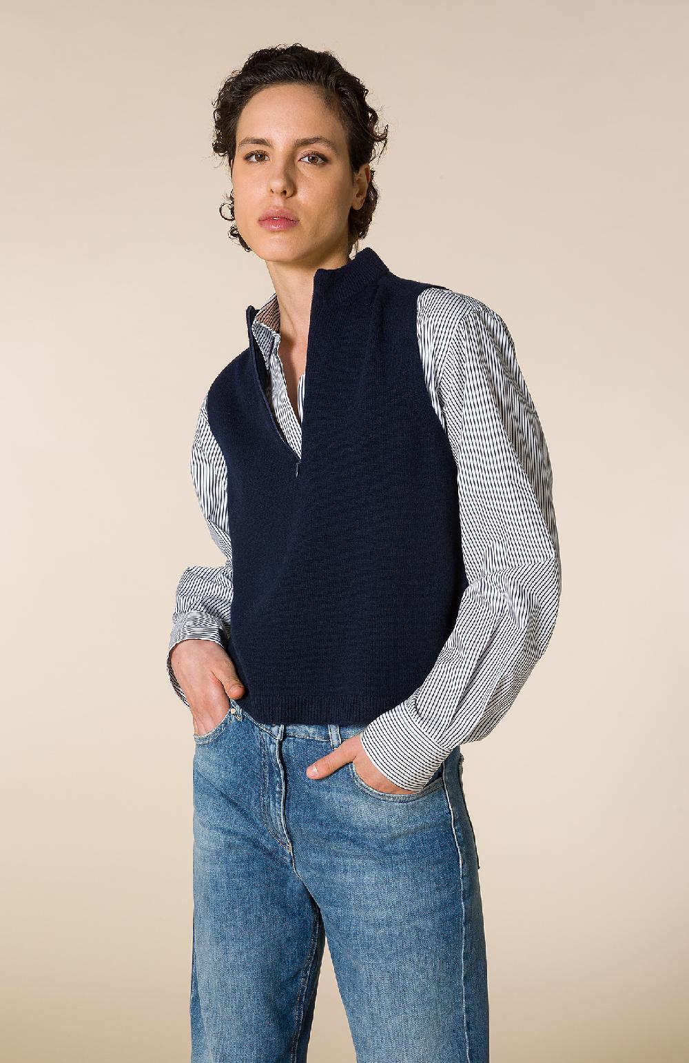 Seventy Camicia in cotone a righe - Col. Nero Vendita Calda