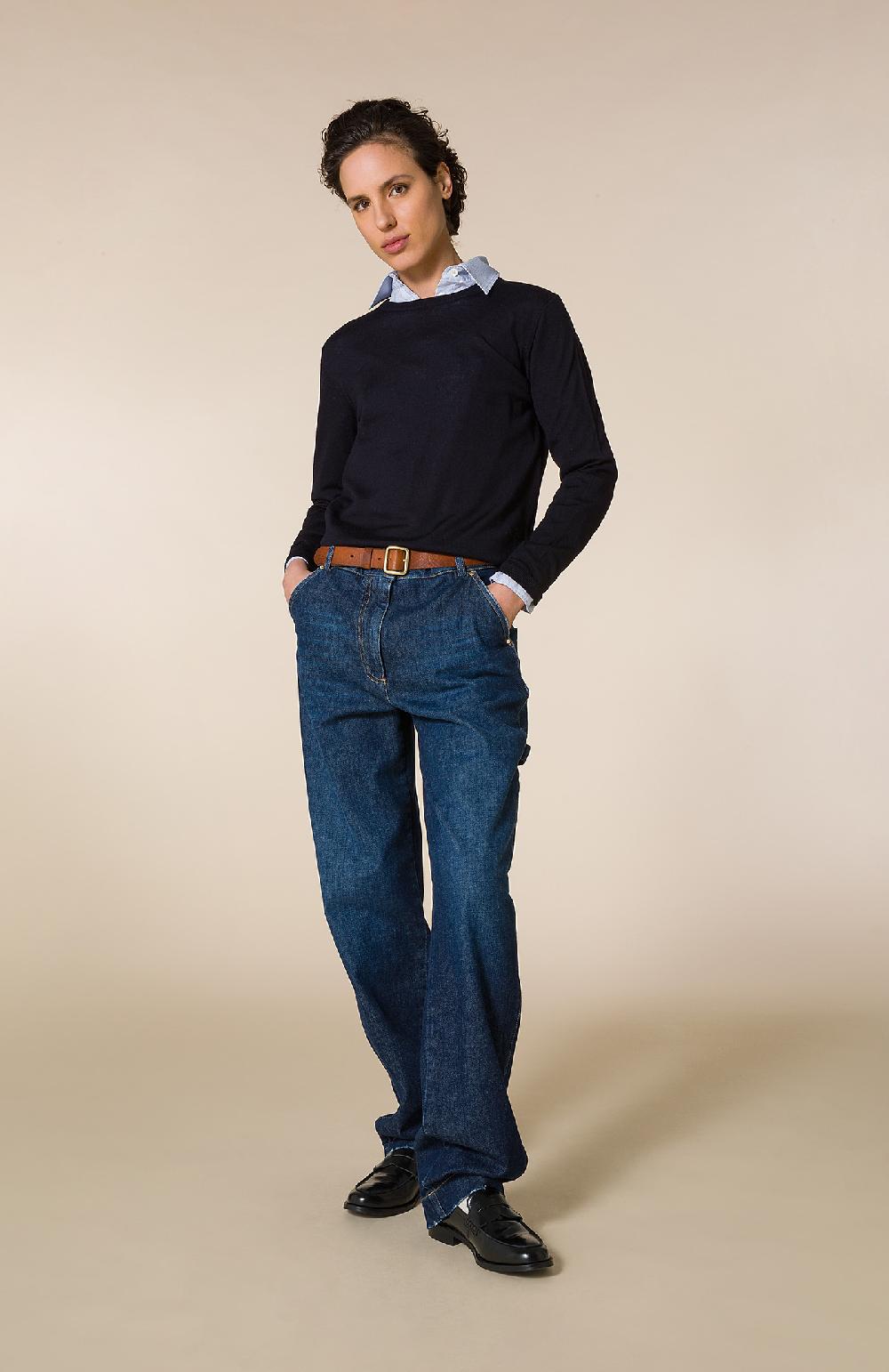 Seventy Maglioncino girocollo in lana merinos f.19 - Col. Blu Saldi Di Fabbrica