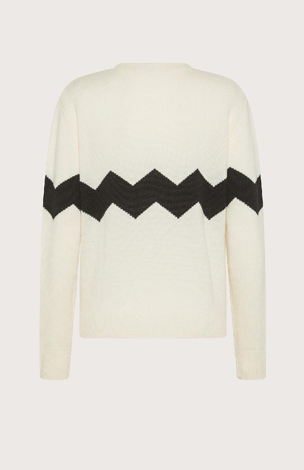 Seventy Maglione girocollo misto lana con intarsio a zig zag - Col. Neutro 2025