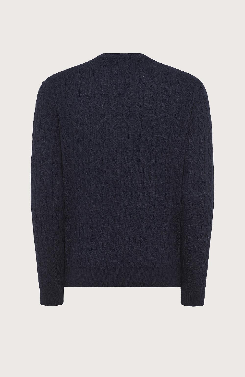 Seventy Maglione girocollo a trecce e coste - Col. Blu Outlet