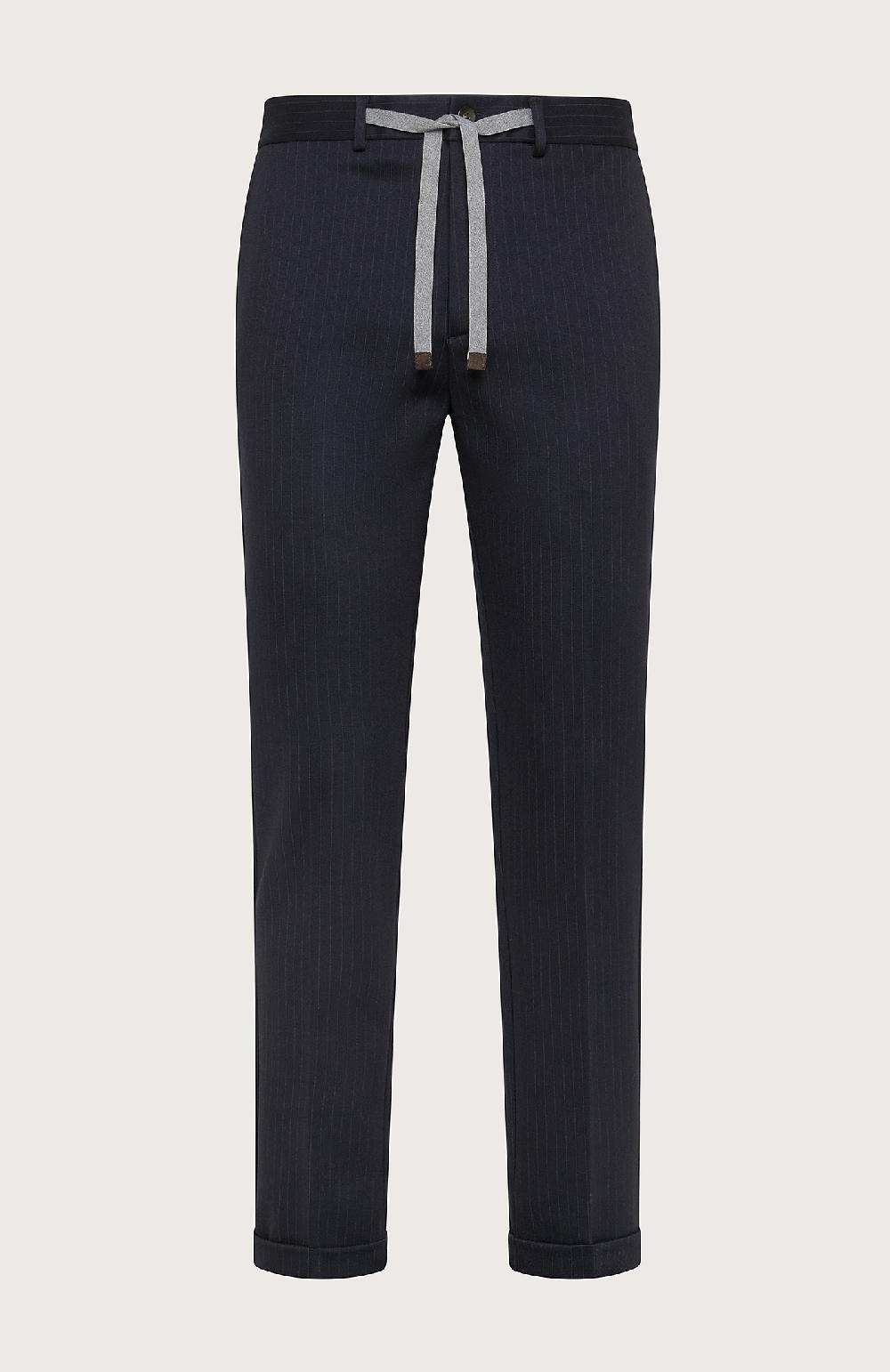 Seventy Pantalone con coulisse in punto stoffa gessato - Col. Blu In Vendita