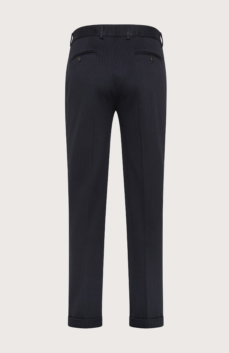 Seventy Pantalone con coulisse in punto stoffa gessato - Col. Blu In Vendita