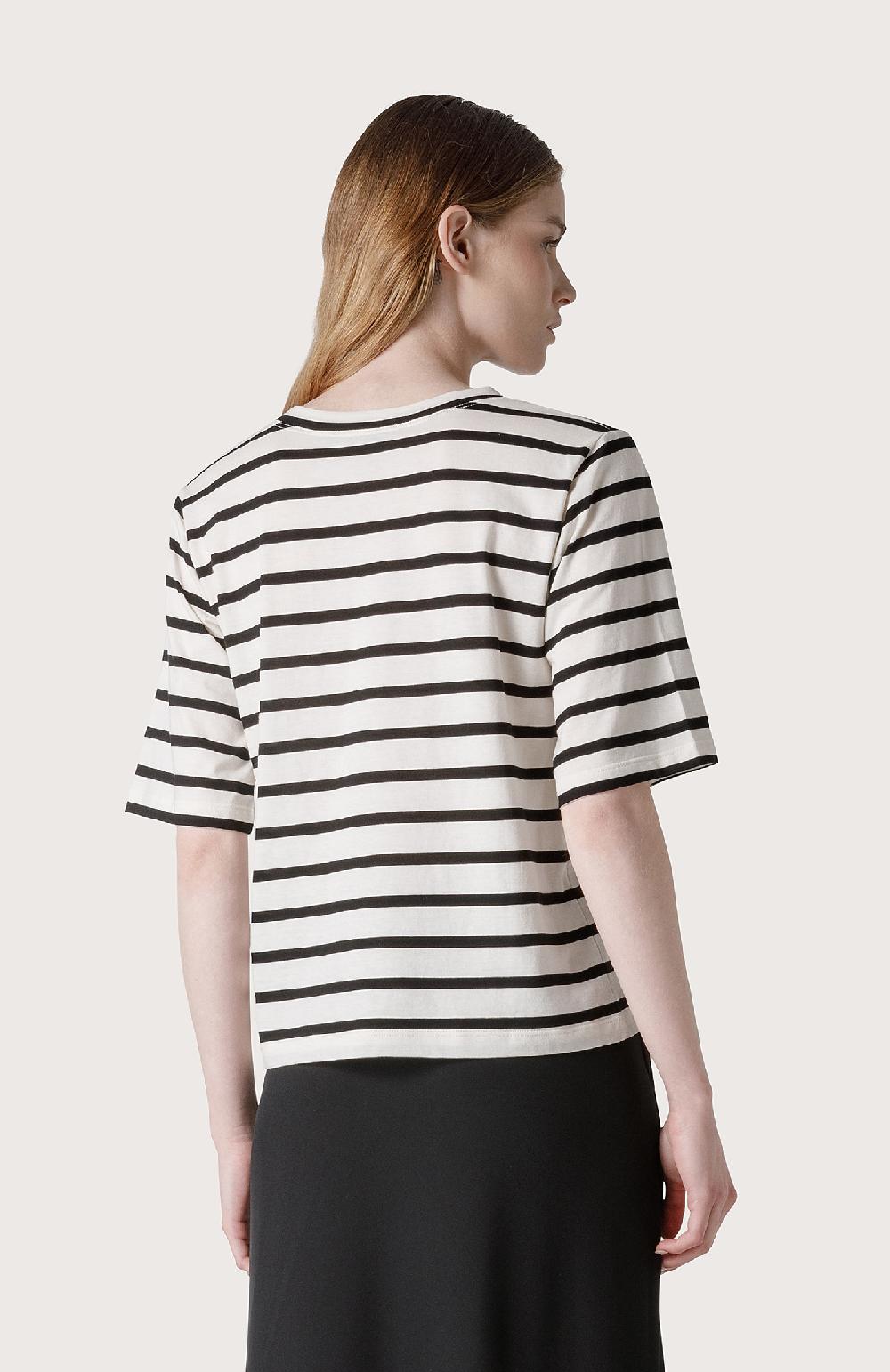 Seventy Maglia a righe con spilla floreale - Col. Nero In Vendita