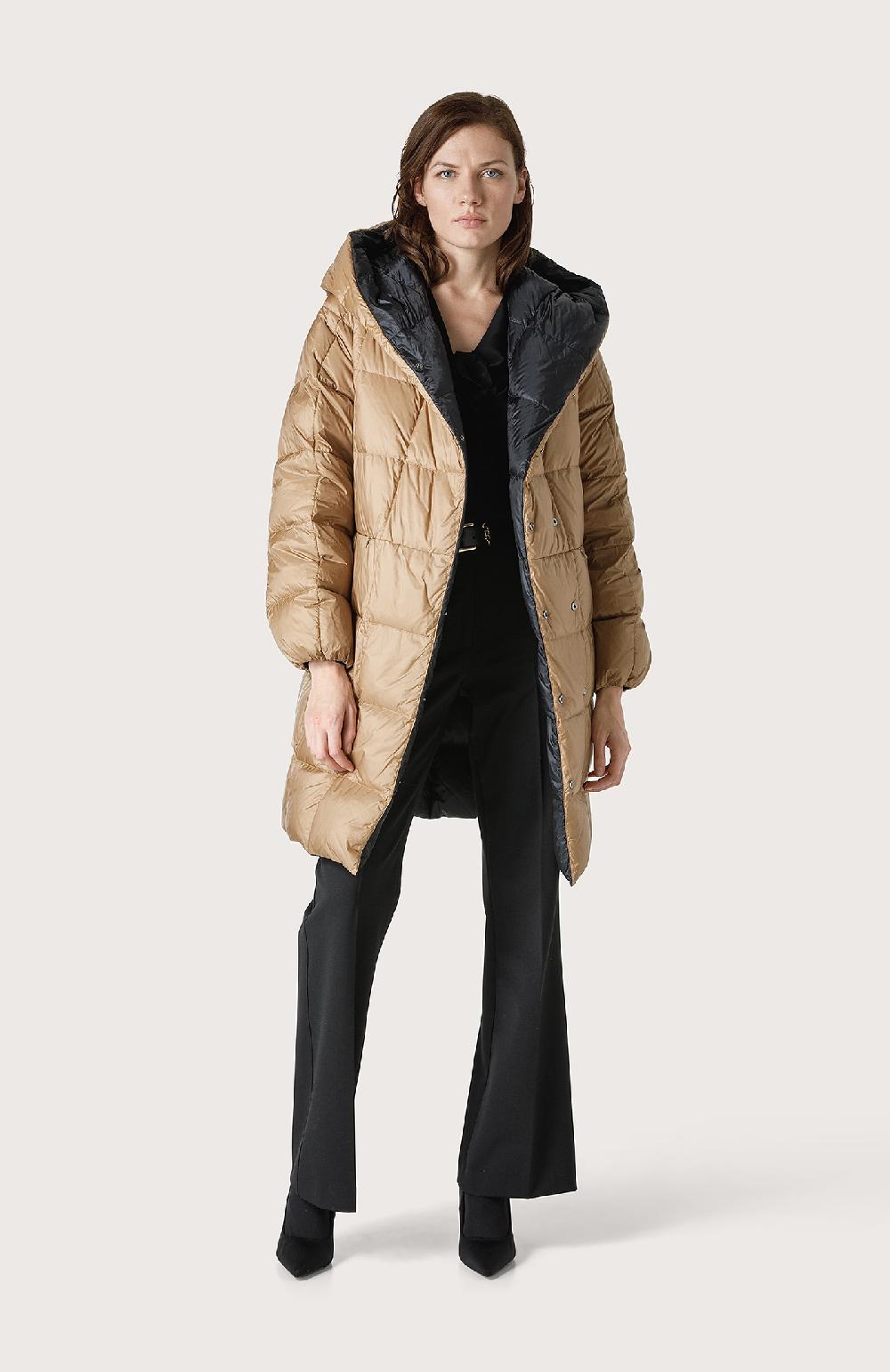 Seventy Piumino lungo reversibile con cappuccio - Col. Nero Saldi Di Fabbrica