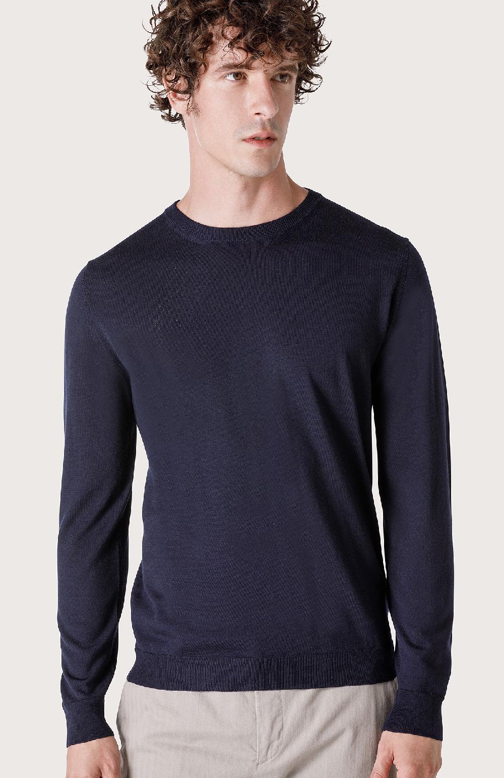 Seventy maglia girocollo in rasato - Col. Blu Nuova