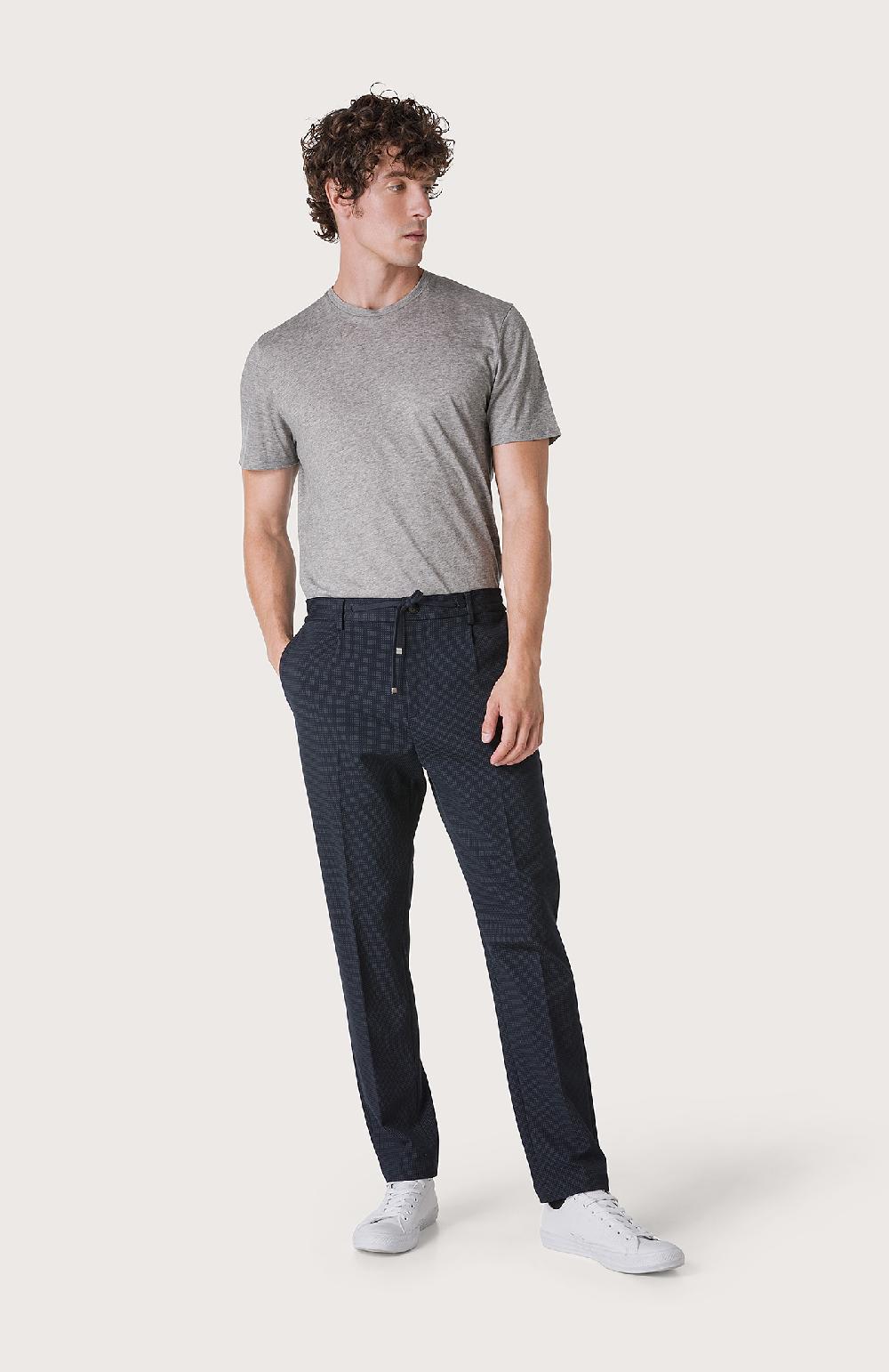 Seventy Pantalone con elastico e microdisegno - Col. Blu Negozi Online