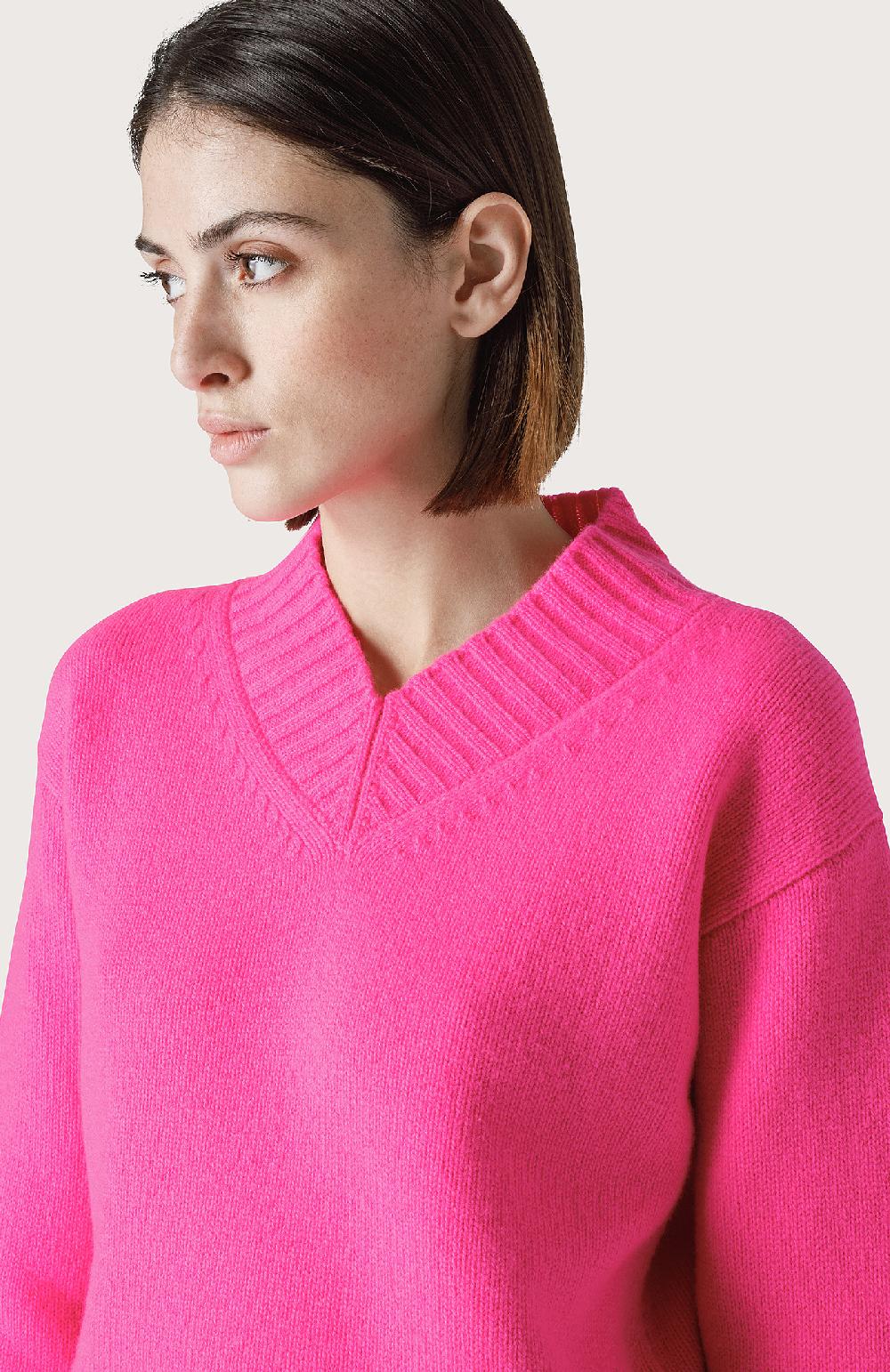 Seventy Maglione con miniscollo a V - Col. Rosa Italia