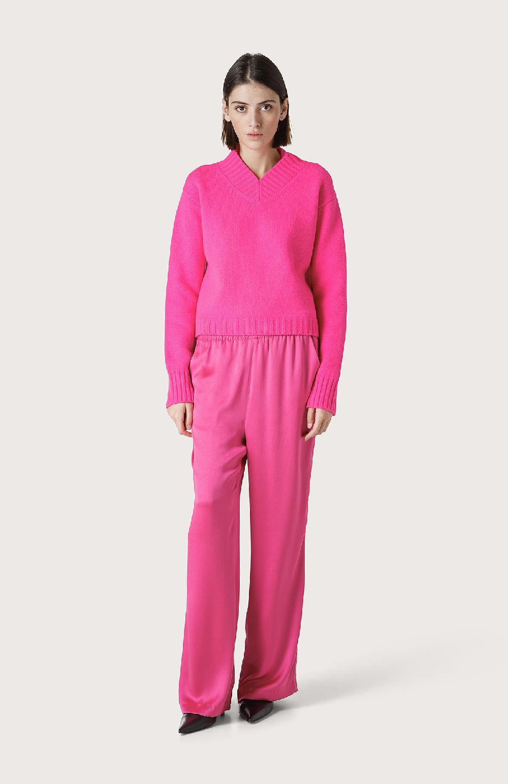 Seventy Maglione con miniscollo a V - Col. Rosa Italia