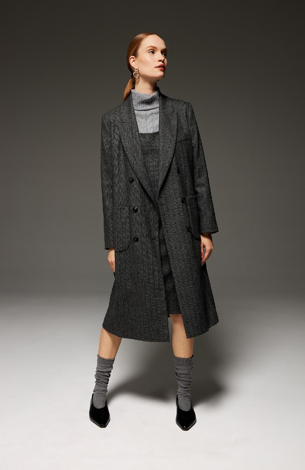 Seventy Cappotto doppiopetto in misto lana gessata lurex - Col. Grigio In Saldo