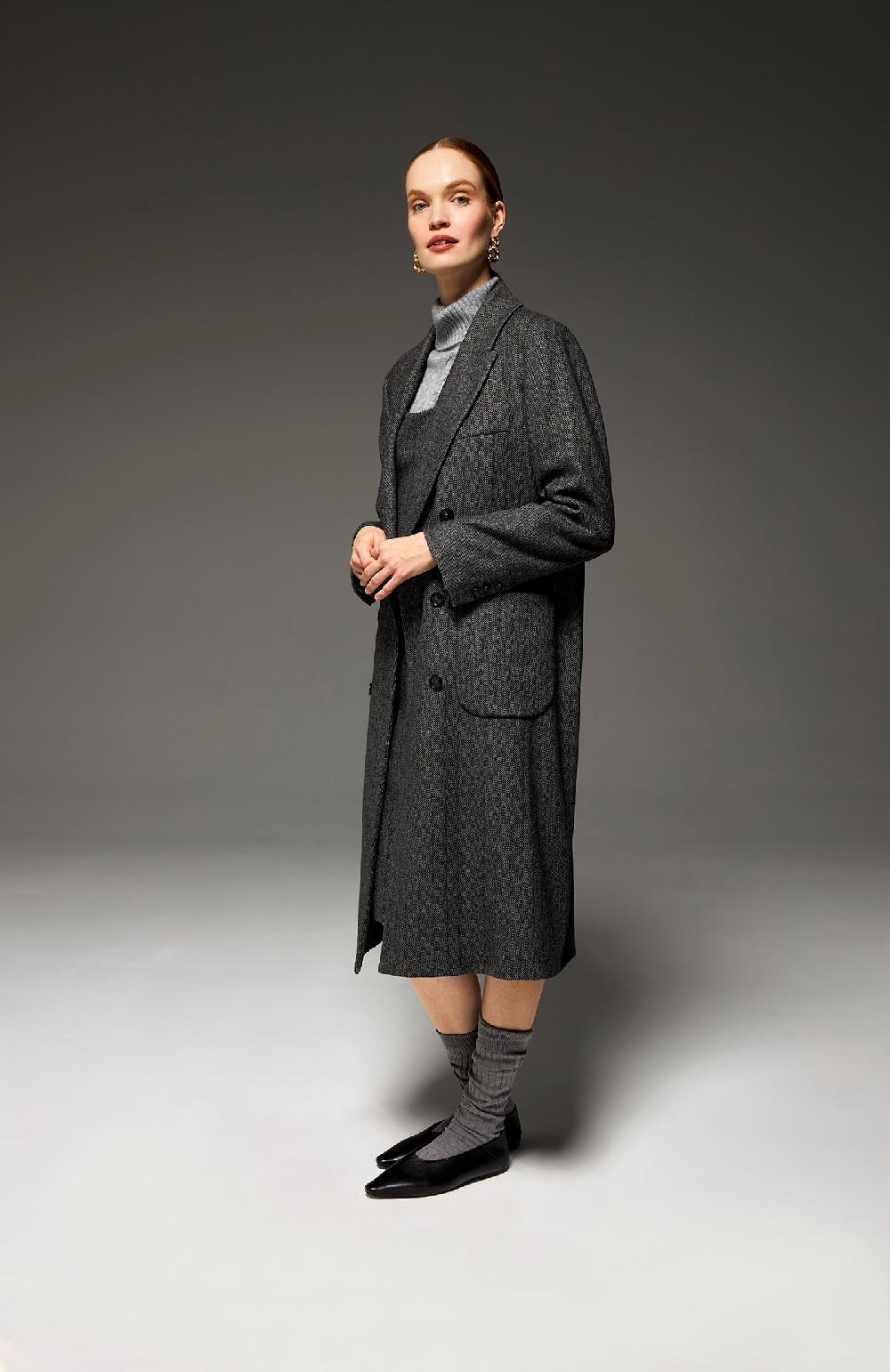 Seventy Cappotto doppiopetto in misto lana gessata lurex - Col. Grigio In Saldo