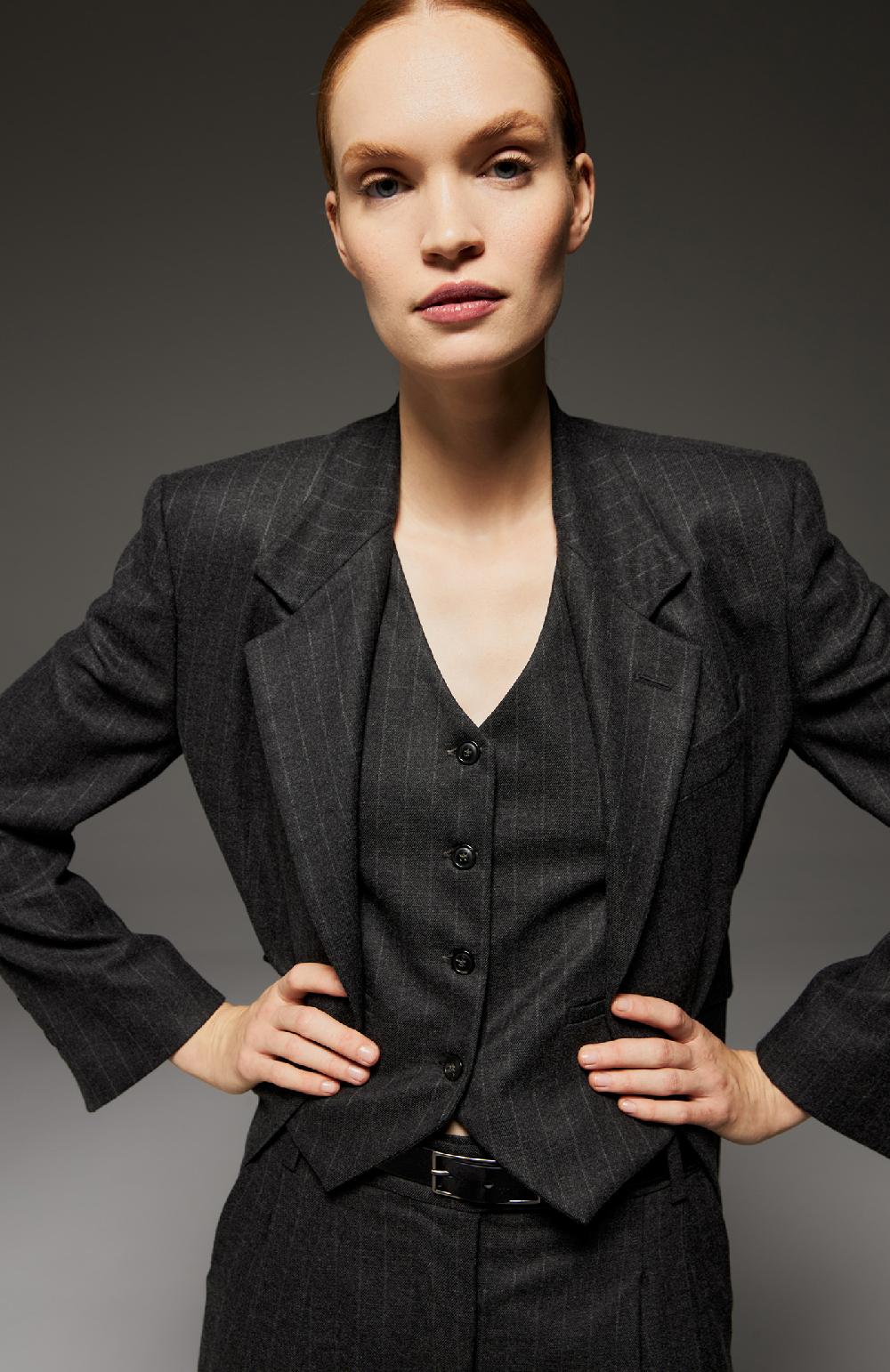Seventy Gilet sartoriale corto gessato - Col. Grigio Nuova