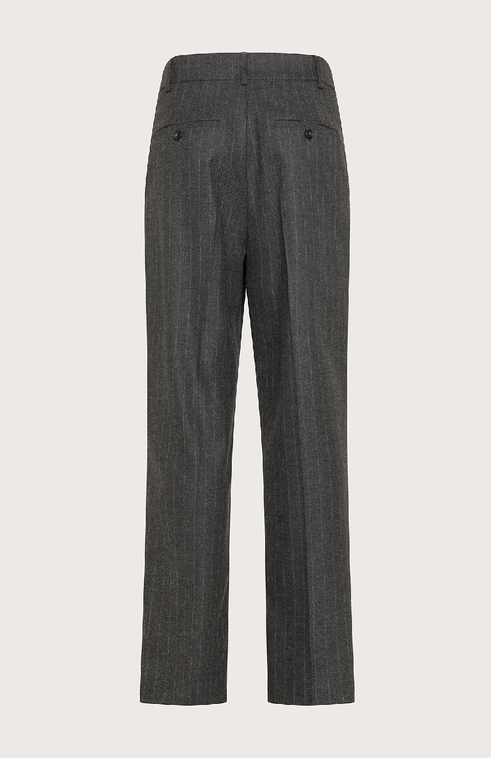 Seventy Pantalone lungo dritto con pinces in flanella gessata - Col. Grigio 2025