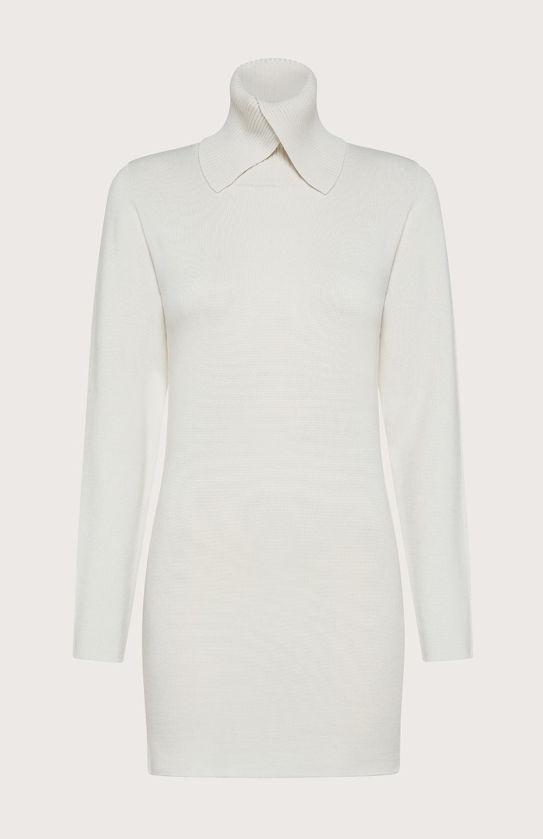 Seventy Abito tricot con collo incrociato - Col. Bianco Saldi Di Fabbrica
