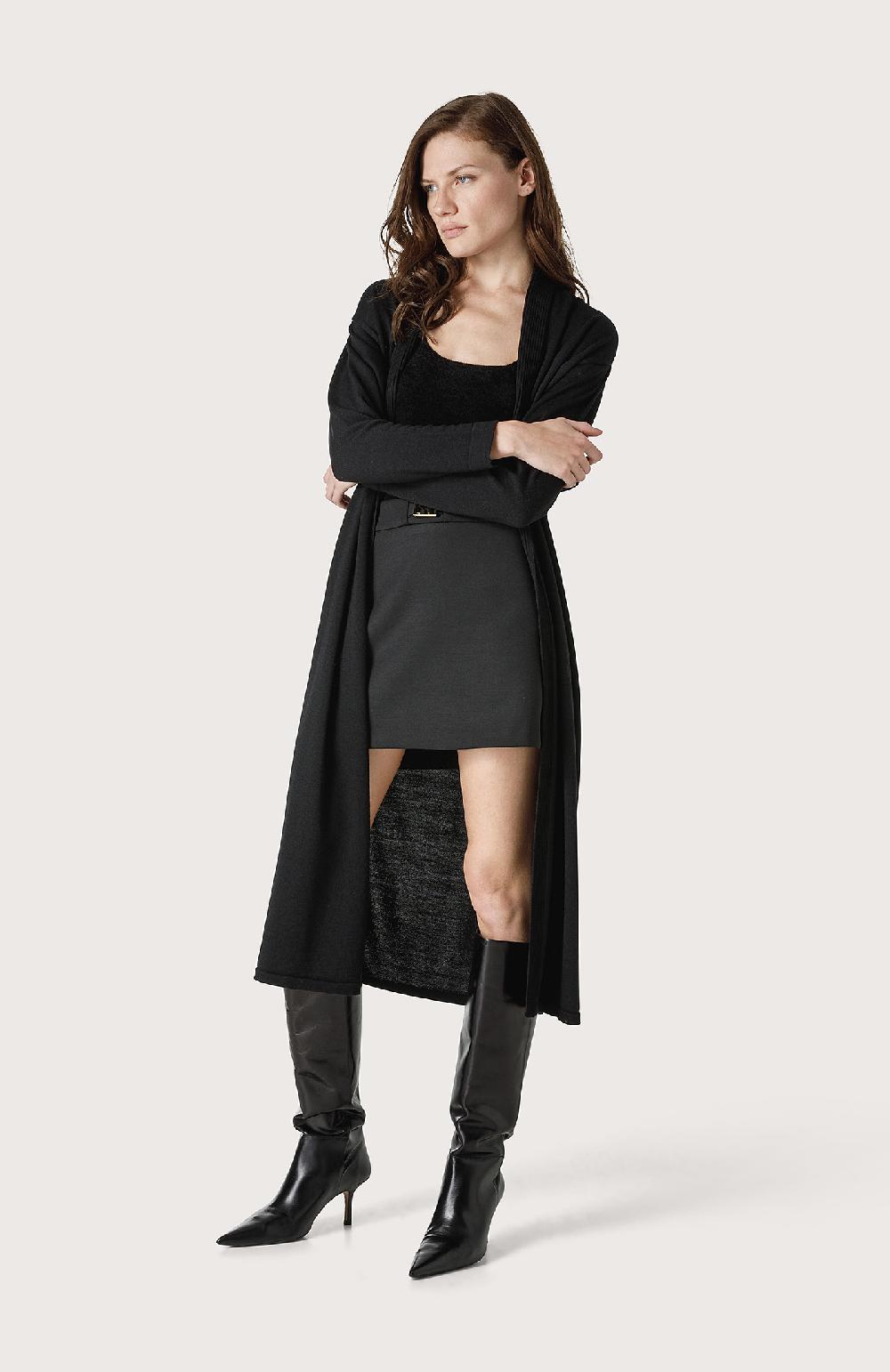 Seventy Maxi cardigan con cintura - Col. Nero Nuova