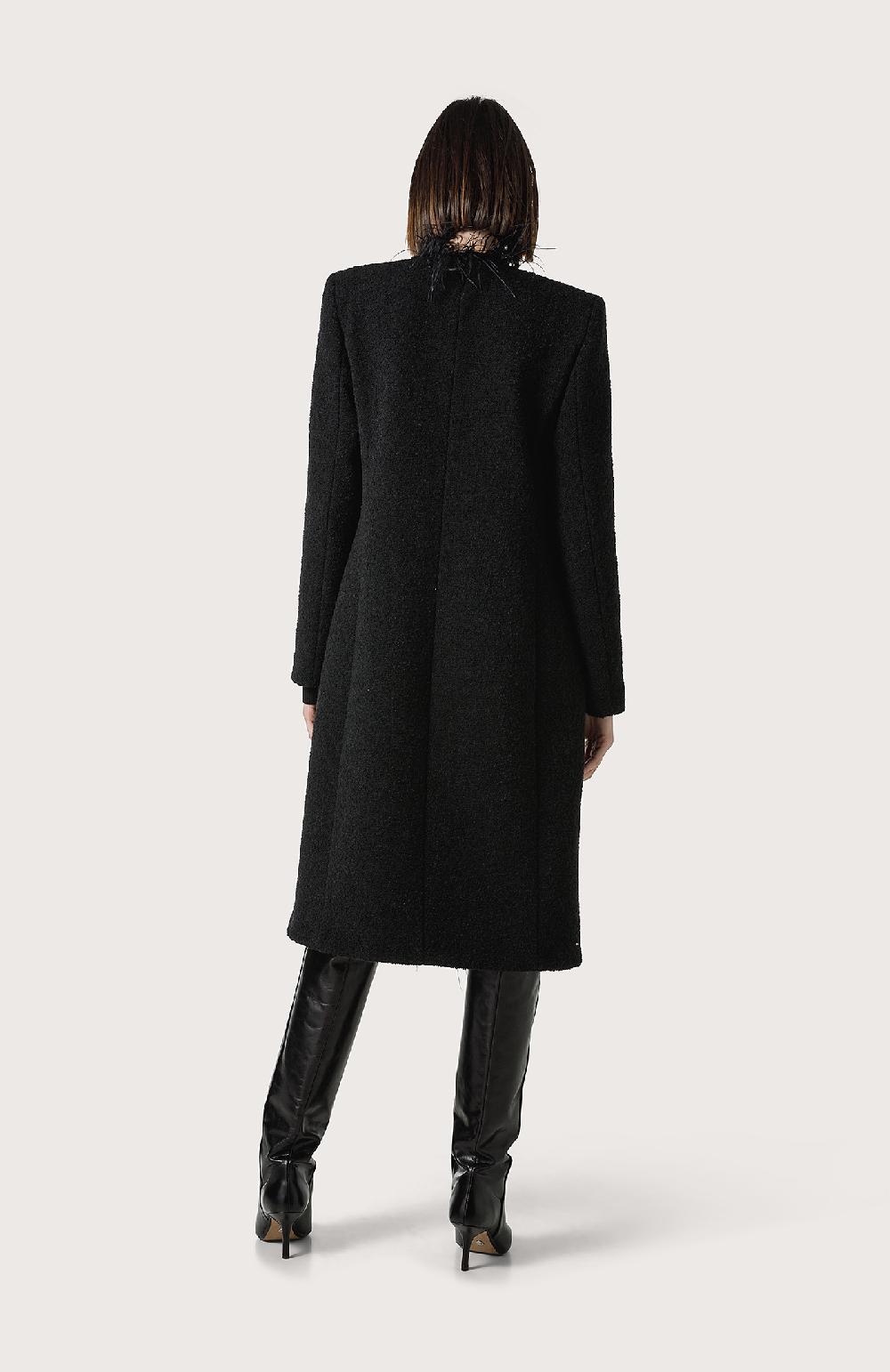 Seventy Cappotto bouclè con piume - Col. Nero Qualità